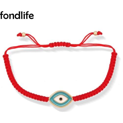 Zinc Alloy Blue Evil Eye Red String Macrame Charm Bracelet Women Protect You From Harm Unique Adjustable Simple Jewelry Gift