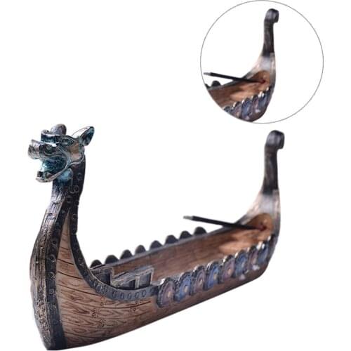 Incense Burner Dragon Boat Wood Figurines Home Decoration Traditional Chinese Animal Miniatures Incense Stick Holder Ornaments