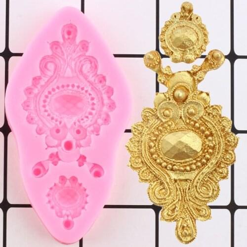 DIY Diamonds Gem Silicone Cake Border Fondant Molds Vintage Jewelry Cake Decorating Tools Cupcake Candy Chocolate Gumpaste Mould
