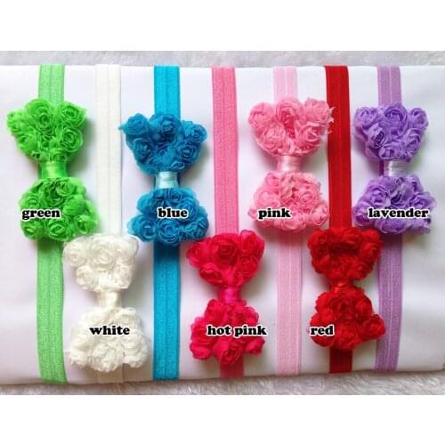 Hot Sale Luxurious Stereo Rose Flower Bow & Stretch Elastic Headband kids Girls Hair Accessiries 30pcs/lot TP-005