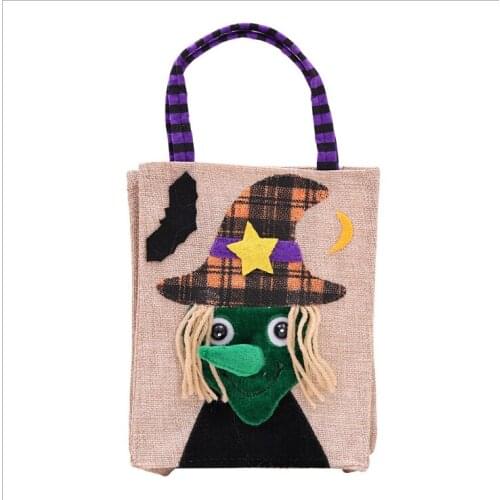 Halloween linen pumpkin tote bag childrens party dress up linen candy bag sugar gift bag handbags