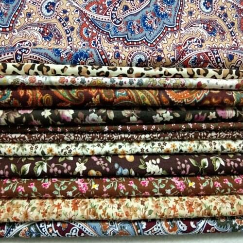 23x24cm COTTON fabric Patchwork Vintage Noble ROYAL light brown Autumn DIY fabric textile 12 design featherpeacock rose polka