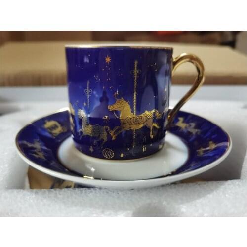 Ceramic Cup and saucer Bone China coffee drinkware snack plates cake dishes animal print