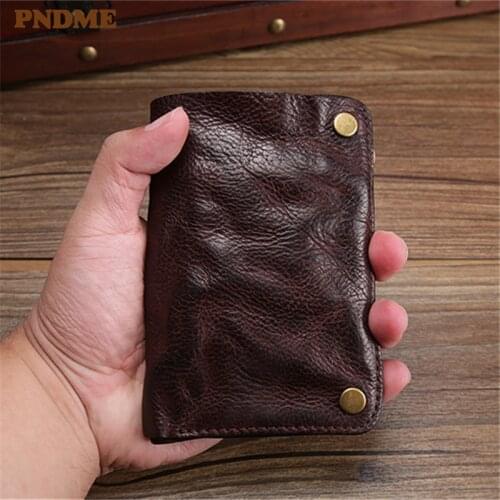 Fashion retro genuine leather mens wallet simple casual handmade luxury natural soft cowhide womens teens card holder purse
