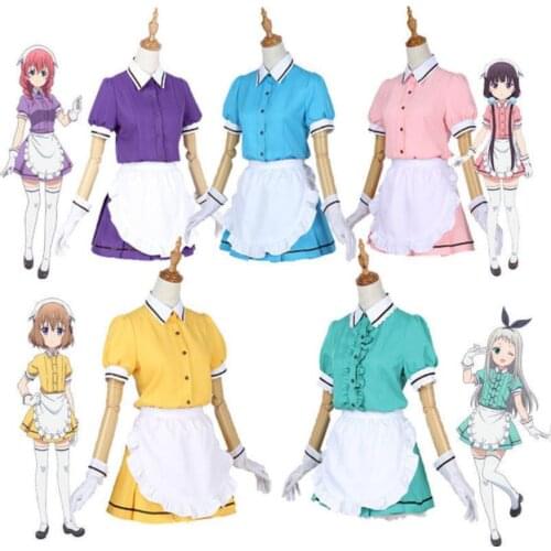 Anime Blend S Maid Apron Cosplay Costume Sakuranomiya Maika Hinata Kaho Dress Full Set Suit Dress+Apron+Headwear+Gloves+Socks