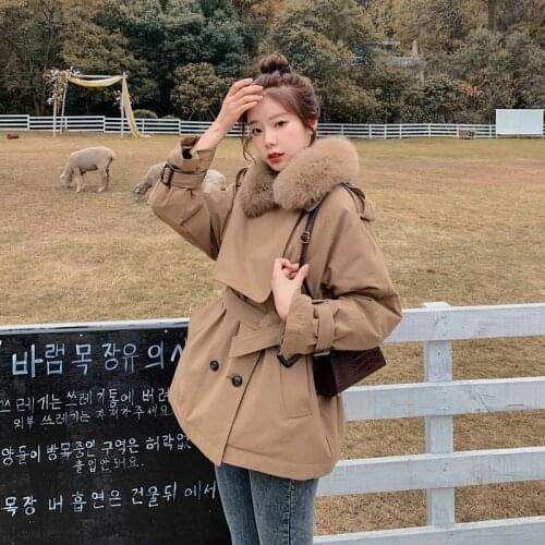 Hstar Womens Winter Jacket Fashion Coat Women Cotton Woman Parkas Fur Collar Female Jackets Clothes