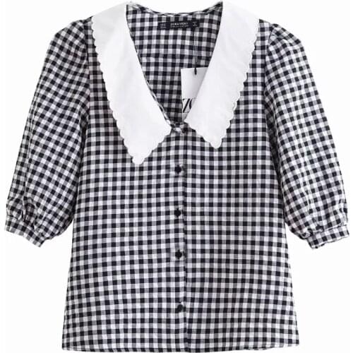 Блузки в клетку LUJIA ALAN China At AliExpress