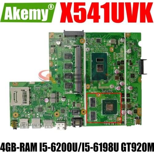 AKEMY X541UVK Laptop Motherboard For ASUS X541UJ X541UV Original Mainboard 4GB-RAM I5-6200U GT920M