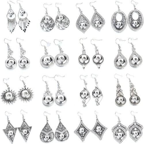 Fashion Snap Jewelry Mini Snap Buttons Earrings Fit 12mm Snap Button Metal Crystal Dangle Earrings For Women