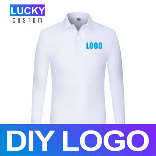 Mens Long-Sleeved Blouse Polo Shirt Custom Printed Embroidery Logo Business Casual Comfortable Lapel Overalls Lucky Custom 3Xl