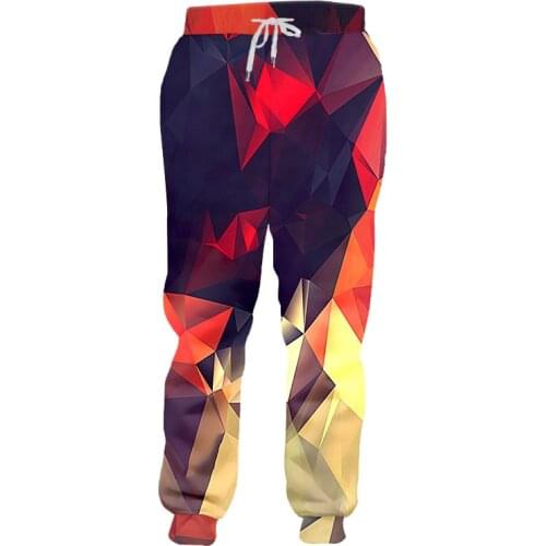 CJLM Man Free Shipping Sweatpants Mens Pants 3D Printed Geometric Pattern Diamond Trousers Factory Direct Clothing Wholesale