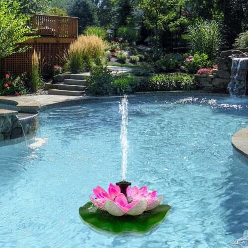 Solar Lotus Flower Fountain Water Pump Courtyard Landscape Garden Pond Decor New