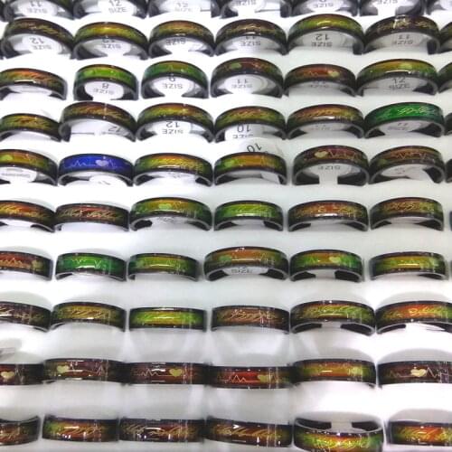 New Arrive 6mm Electrocardiogram Design Mood Rings Color Changed With Temperature 50pcs/Lot
