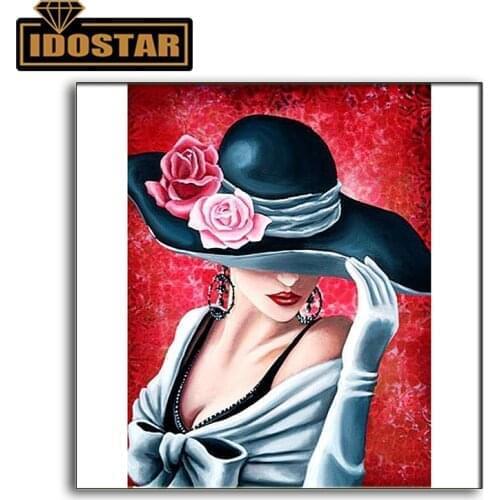 New Diy diamond painting kit 5D handmake decorative painting cross stitch embroidery beadwork Woman Wearing Hat
