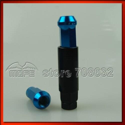 Original Logo Length: 48mm 50BV30 Steel Racing SR48 Wheel Nuts 1.5 20PCS + 1PCS Wrench Adapter Blue