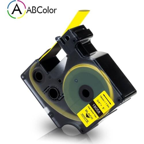 19mm 18058 Industrial Tape For DYMO Rhino IND Heat Shrink Tape 18058 Black on Yellow Labels For DYMO Rhino 4200 5200 Printer