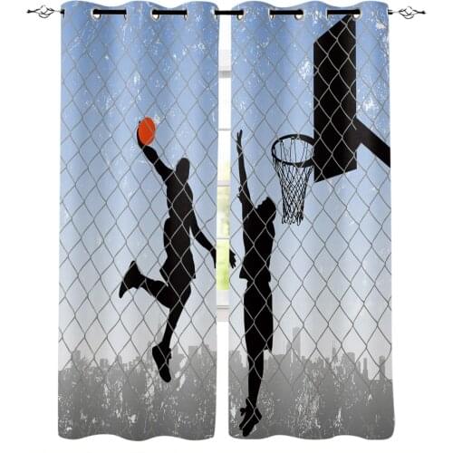 Basketball Silhouette Sports Blackout Curtains Bedroom Living Room Home Decoration for Children Girls Boys Gift