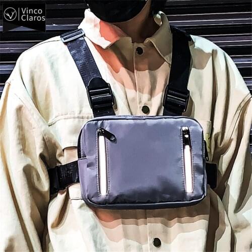 Simple Lightweight Nylon Chest Bag for Men Hip Hop Streetwear Tactical Chest Bags Trend Youth Vest Rig Bag Waterproof Phone Bags