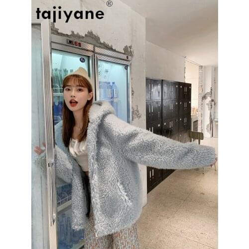 Tajiyane 2002 Winter Clothes Women Real Fur Coat Woman 100% Wool Jackets Female Lamb Fur Hooded Parkas Mujeres Abrigos TN1584