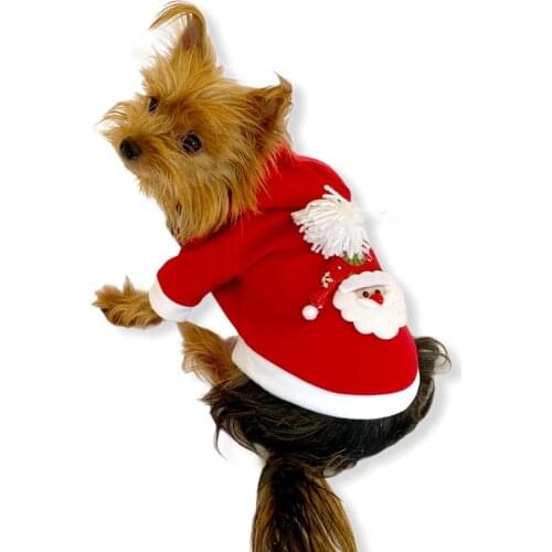 Santa Claus Neo Xmass Hoodie, Fleece for Small Breed Dogs, Dog Clothes, Pet Clothes, dog Fashion, Pet Fashion