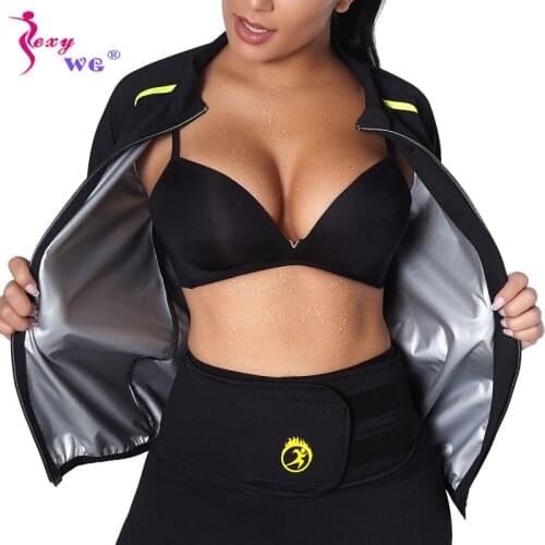 SEXYWG Waist Trainer Sport Shirt Neoprene Sanna Body Shaper Top for Women Weight Loss Fat Burning Blouse Shapewear Sauna Vest