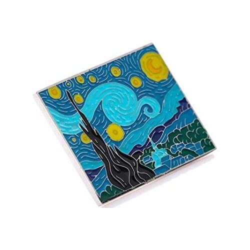 Van Gogh Starry Night Enamel Stainless Steel Pin Brooch