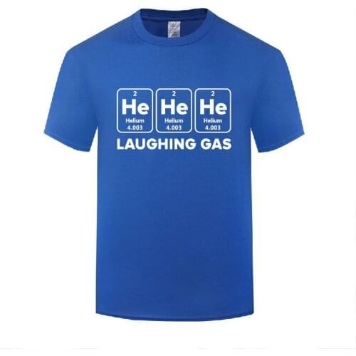 Funny Laughing Gas HeHeHe Helium Cotton T Shirt Vintage Men O-Neck Summer Short Sleeve Tshirts Streetwear
