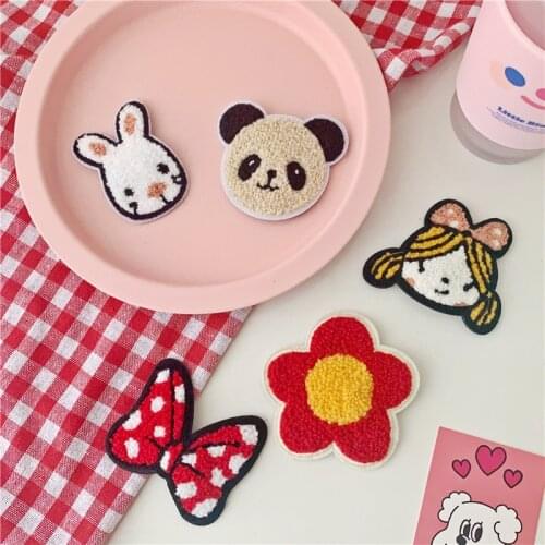 Cute Cartoon Girl Bow Patches Appliques for Craft Clothes Sewing Supplies Hair Clip Accessories