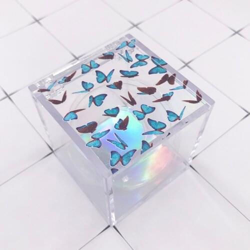 Printing cube eyelash box butterfly printing cute popular package best lashes seller