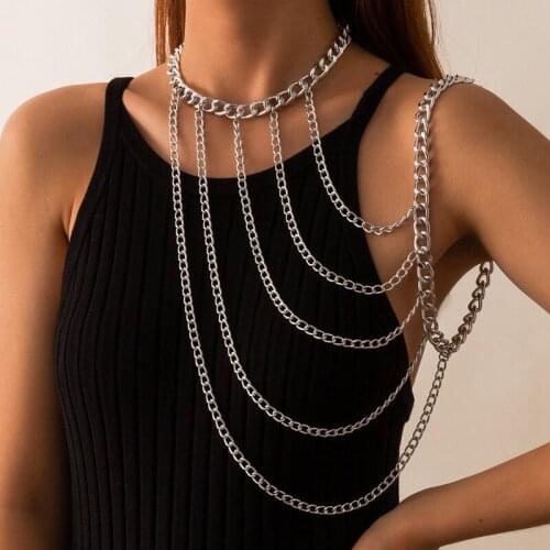 Sexy Layered Shoulder Chain Harness for Women Punk Tassel Body Chains Jewelry Nightclub Bondage Accessories