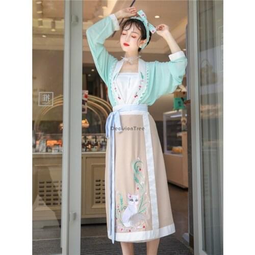 2021 fairy ancient chinese costume hanfu dress women embroidery retro song dynasty princess festival outfit fairy performance