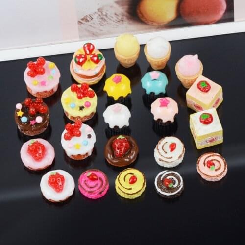 20pcs 1:12 Dollhouse Accessories Miniature Mini Candy Cake Resin Doll Food Play Decor Kitchen Toys