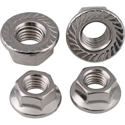 5/50Pcs Metric thread M3 M4 M5 M6 M8 304 Stainless Steel Hex Flange Nuts