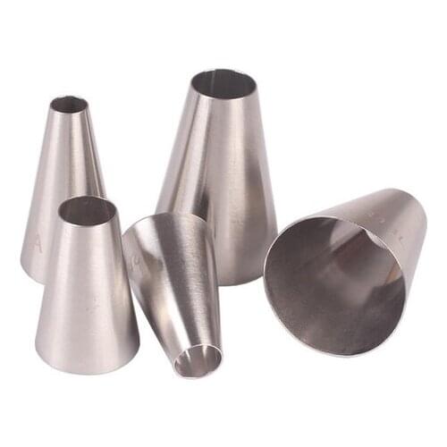 5pcs set of Big Round Hole Decorating Mouth Set of 5 Ins Simple Style Stainless Steel Cake Cream Baking Tools