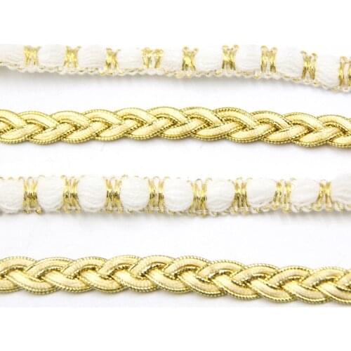 5Yards/Lot White&Gold Lace Ribbon 2Styles Soft Net Lace Trim Fabric For Home Wedding Supplies DIY Decoration Sewing Accessories
