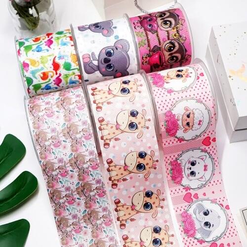 DIY Cartoon Animal Printed Grosgrain Ribbon For Craft Supplies Sewing Accessories 5 Yards. 37352