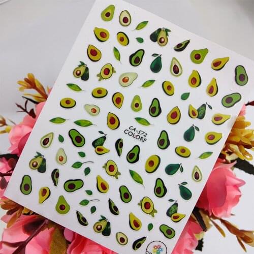 Watercolor Fruit Avocado Stickers for nails Design Self adhesive Nail Art Decoraciones Sliders Foil Manicure Accessories