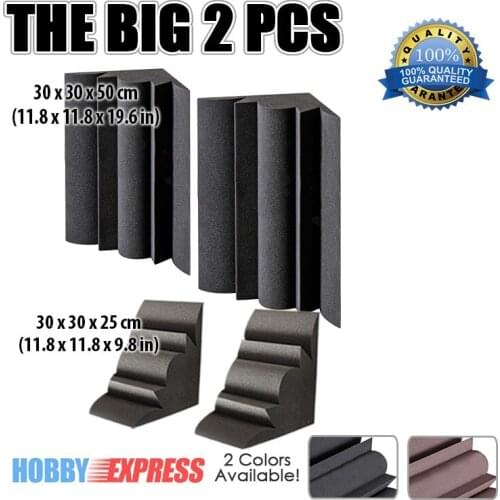 Arrowzoom 2 pcs Bass Trap Acoustic Panel Sound Absorption Studio Foam 11.8 x 11.8 x 9.8" / 11.8 x 11.8 x 19.6" 2 Colors KK1036