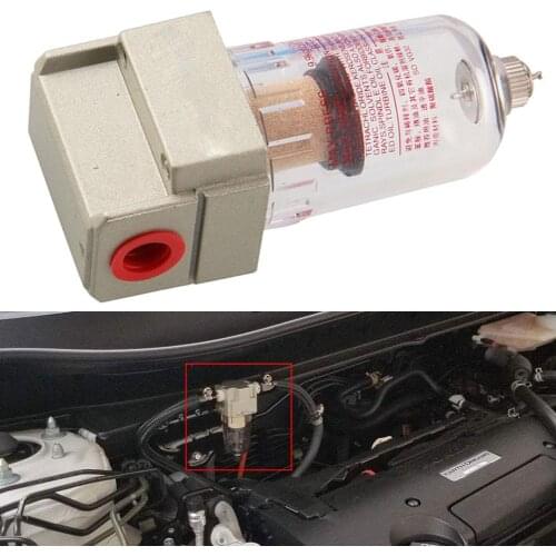 Auto Car Engine Baffled Oil Separator Catch Tank Reservoir Compressed Air Filter