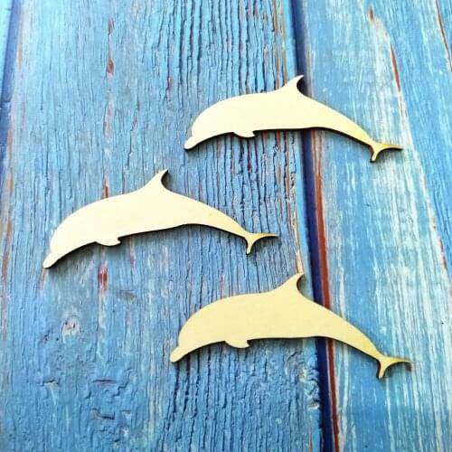 10pcs Wooden Dolphin for Crafts Dolphin Decoration, Sea Creature Wood Animal Gift Tags Ornaments