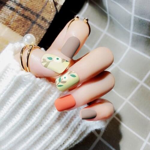 Dropshipping 24pcs Women Fake Nails Tip Frosted Matte Manicure Decoration DIY False Nails SMJ