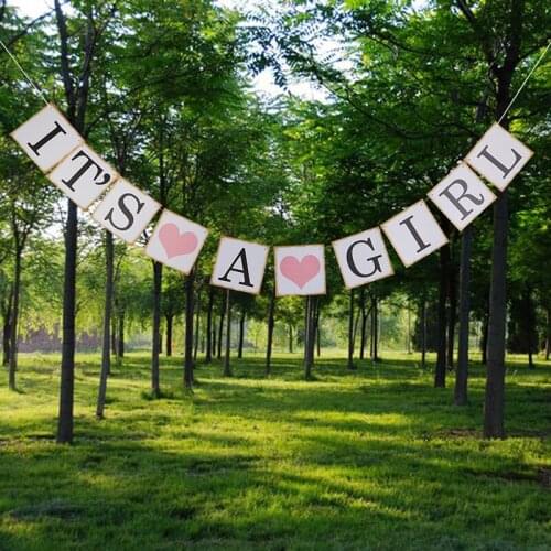1 Pcs Blue/Pink Color Paper Letter Its A Boy/Girl Baby Shower Banner Garlands Bunting Photo Props Party Decoration