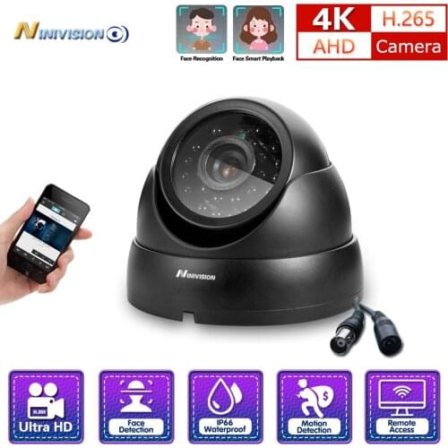 NINIVISION Face Detection 8MP Security Camera AHD Dome Vandalproof Face Playback Lens IR Night Vision Video Surveillance Camera