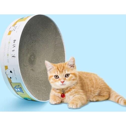 Cat Round Scratch Board Durable Cat Bed Toys Corrugated Paper Pad Scratching Cardboard Cat Toy Cat Supplies Small and Large