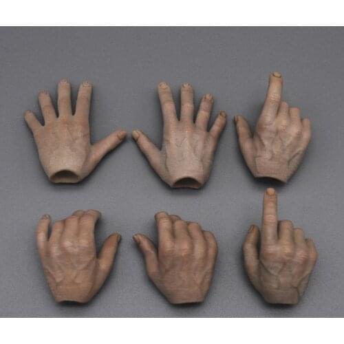 Best Sell Scale 1/6th Sith Emperor Old Man Hand Zombie Hand Models 6PCS/SET For Usual 12 inch Doll Figures Collection
