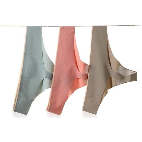 M-XL Sexy Thong Low-Rise Panties Simple Fashion Women Seamless Breathable Underwear Solid Color Soft Lingerie