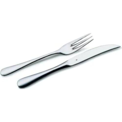 WMF MEAT KNIFE SET WITH BOX 12 PIECES 6x FORKS AND 6x BLADES STAINLESS STEEL