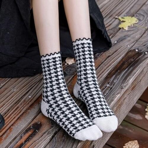 Japanese Style Cute Ruffle Socks Flower Heart Plaid Striped Fashion Woman Socks Korean Harajuku College Style Student Long Socks