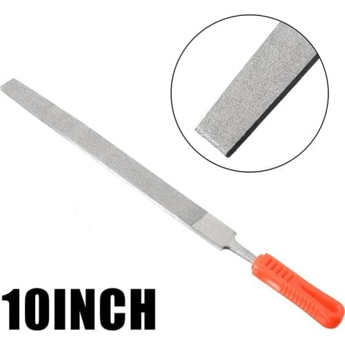 New 10'' 250mm Long Flat File 120Grit Alloy Diamond Coated Flat File For Ceramic Filing Stone Files Grinding Hand Tool Thick 5mm
