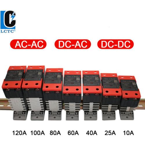 10A 25A 40A 60A 80A 100A 120A Din Rail Mounted Solid State Relay SSR Single Phase DC Control AC With Heat Sink